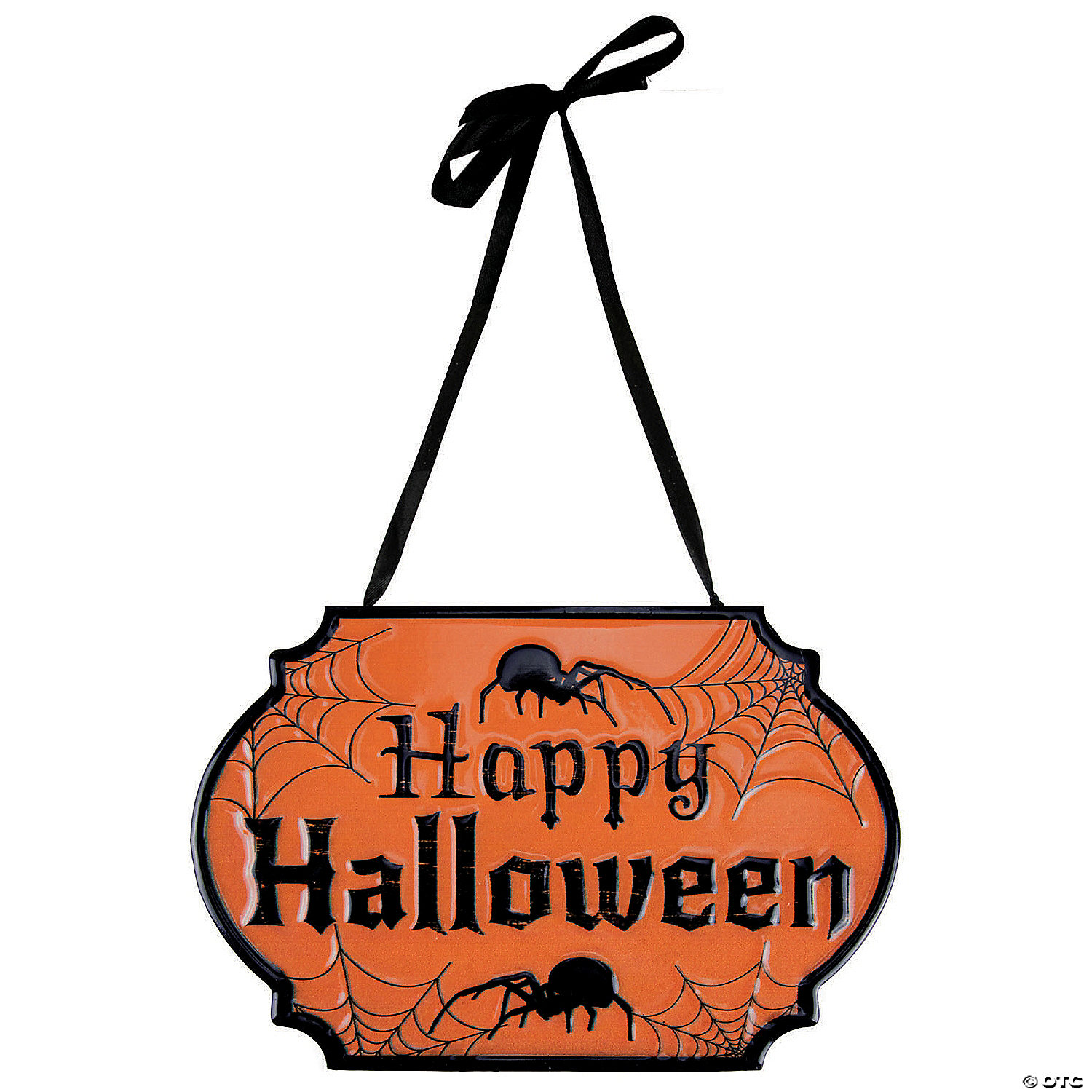 10" Orange and Black "Happy Halloween" Cauldron Pot Metal Wall Sign 4 10" Orange and Black "Happy Halloween" Cauldron Pot Metal Wall Sign - Image 2