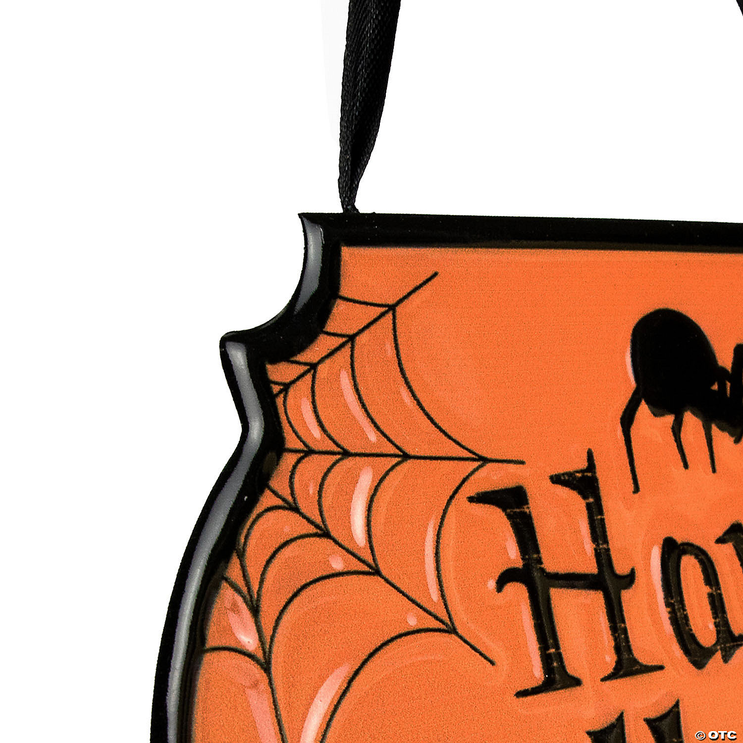 10" Orange and Black "Happy Halloween" Cauldron Pot Metal Wall Sign 6 10" Orange and Black "Happy Halloween" Cauldron Pot Metal Wall Sign - Image 4