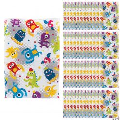 12 1/2" x 17" Bulk Cute Monster Plastic Goody Bags – 50 Pc.
