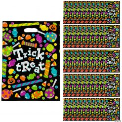 12 1/2" x 17" Bulk Large Sweet Halloween Trick-Or-Treat Plastic Goody Bags - 50 Pc.