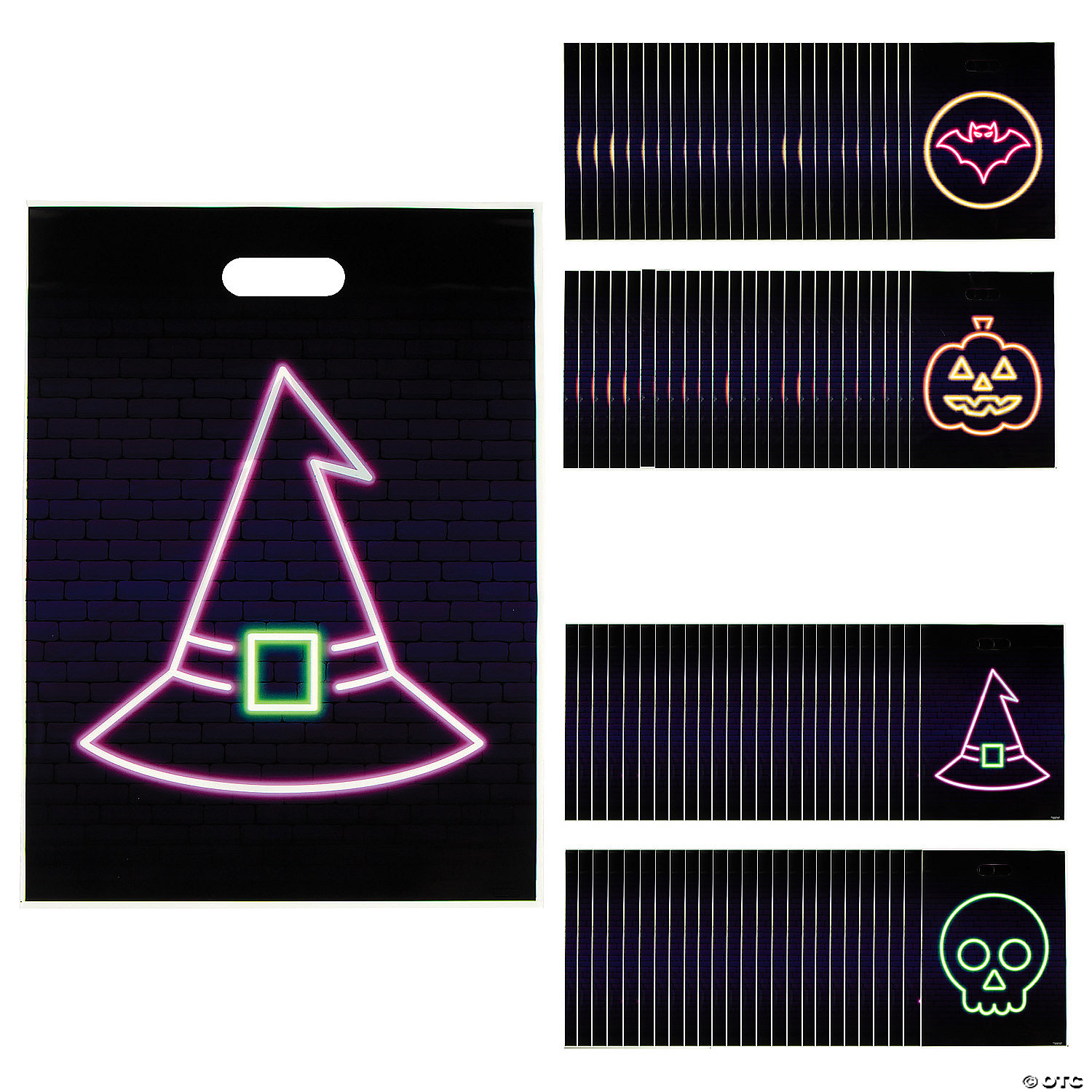 12 1/2” x 17" Neon Halloween Plastic Goody Bags- 100 Pc. 3 12 1/2” x 17" Neon Halloween Plastic Goody Bags- 100 Pc.