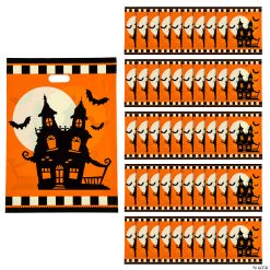 12" x 17" Bulk Halloween Silhouette Trick-or-Treat Goody Bags - 50 Pc.