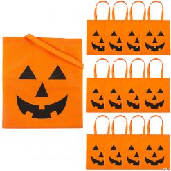 15" x 16 1/2" Large Jack-O’-Lantern Tote Bags - 12 Pc.