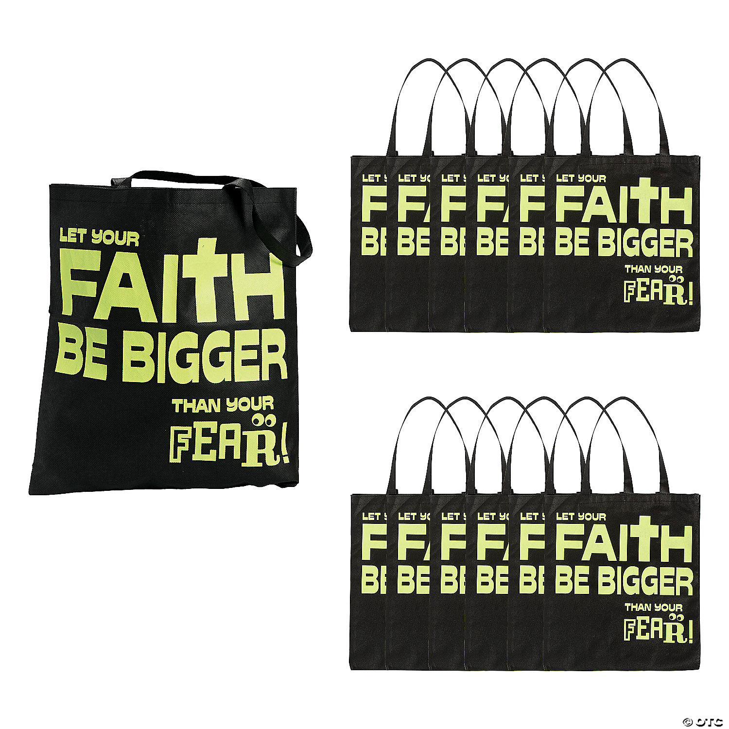 15" x 17" Large Nonwoven Glow-in-the-Dark Faith Over Fear Tote Bags - 12 Pc. 3 15" x 17" Large Nonwoven Glow-in-the-Dark Faith Over Fear Tote Bags - 12 Pc.