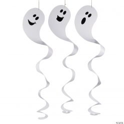 17" Giant Ghost Hanging Paper Swirl Halloween Decorations - 12 Pc.