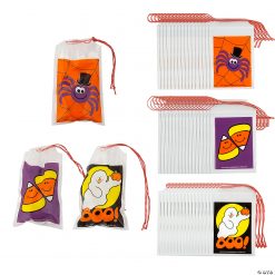 2 3/4" x 4" Bulk Mini Halloween Plastic Drawstring Treat Bags - 144 Pc.