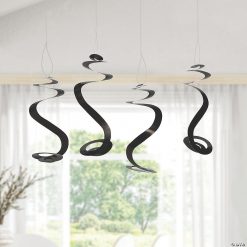 Solid Color Hanging Swirl Decorations - 12 Pc. -Halloween Costumes Halloween Party Supplies🎃 Sales 20 black hanging swirl decorations 12 pc 13964267 a02