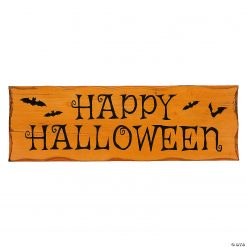 24" Wooden 'Happy Halloween' Wall Sign with Bats