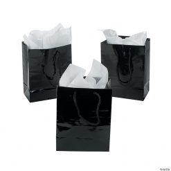 4-1/2" x 5-3/4" Small Black Paper Gift Bags - 12 Pc.