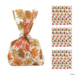 5 1/2" x 11" Fall Leaf Cellophane Bags - 12 Pc.