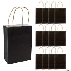 6 1/2" x 9" Medium Kraft Paper Gift Bags - 12 Pc.