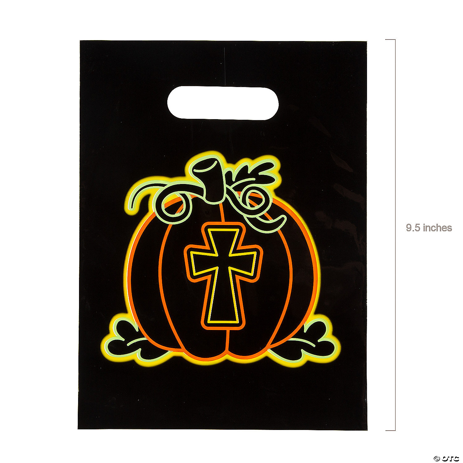 7" x 9 1/2" Bulk Neon Christian Pumpkin Goody Bags - 50 Pc. 4 7" x 9 1/2" Bulk Neon Christian Pumpkin Goody Bags - 50 Pc. - Image 2