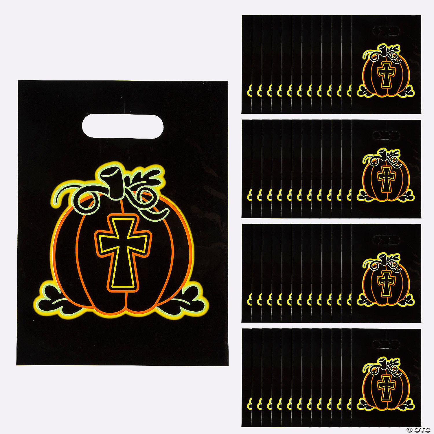 7" x 9 1/2" Bulk Neon Christian Pumpkin Goody Bags - 50 Pc. 3 7" x 9 1/2" Bulk Neon Christian Pumpkin Goody Bags - 50 Pc.