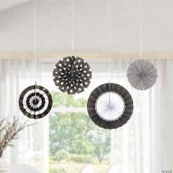 Hanging Paper Fan Assortment - 8 Pc. -Halloween Costumes Halloween Party Supplies🎃 Sales 8 10 black hanging paper fan assortment 8 pc 13943276 a02