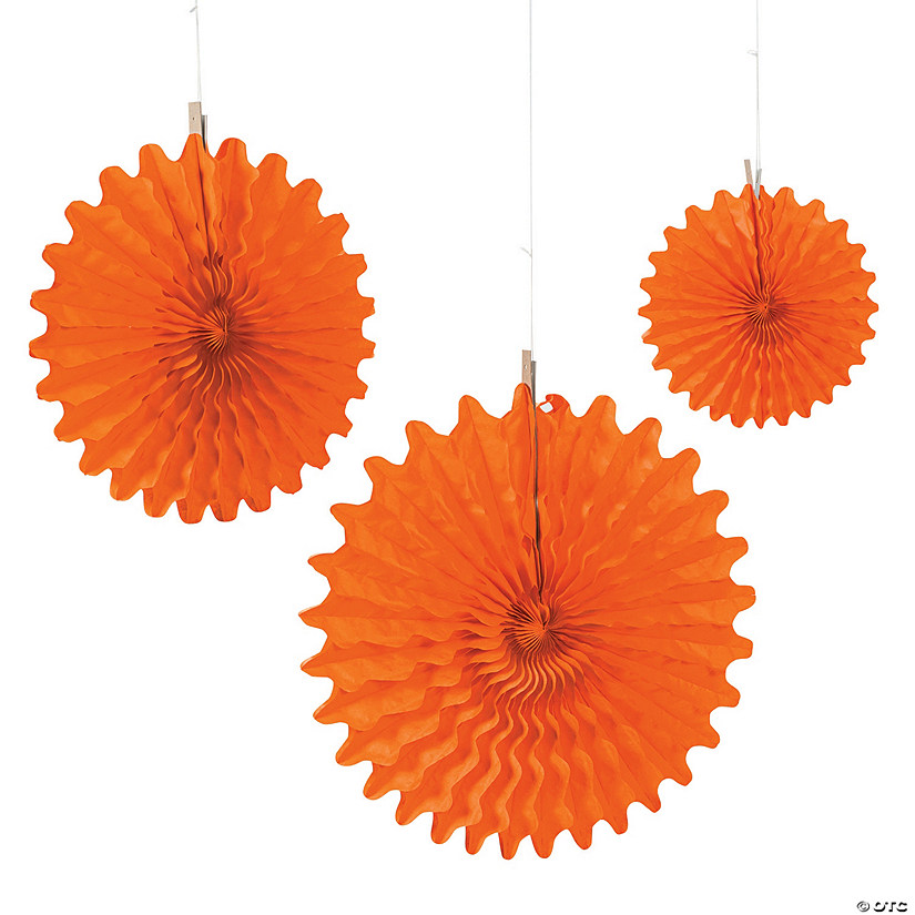 Hanging Tissue Paper Fans - 12 Pc. 3 Hanging Tissue Paper Fans - 12 Pc.
