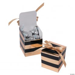 Black & Gold Favor Boxes - 24 Pc.