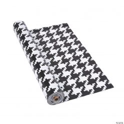 Black Houndstooth Plastic Tablecloth Roll