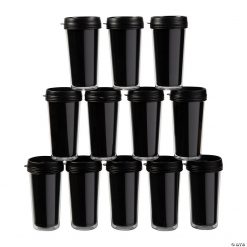 Black Plastic Travel Mugs - 12 Ct.
