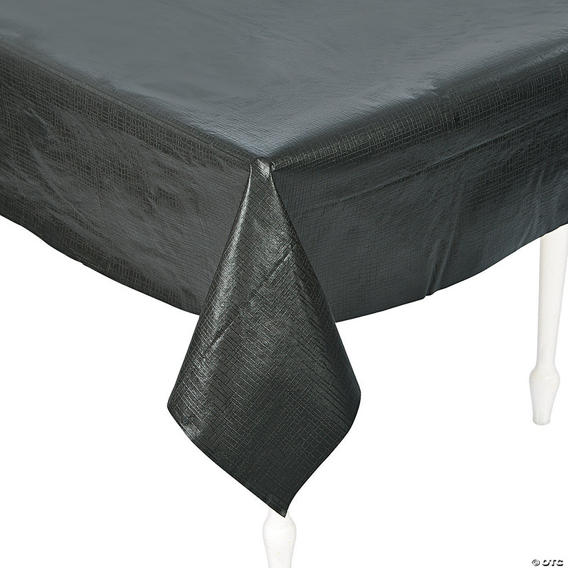Black Rectangle Vinyl Tablecloth with Flannel Back 3 Black Rectangle Vinyl Tablecloth with Flannel Back