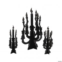 Candelabra Centerpieces with Glow-in-the-Dark Flames - 3 Pc.