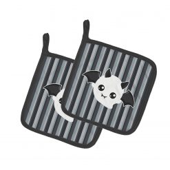 Caroline's Treasures, Halloween, Halloween Ghost Bat Pair of Pot Holders, 7.5 x 7.5,