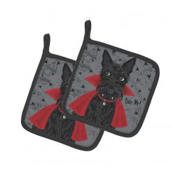 Caroline's Treasures, Halloween, Halloween Vampire Scottie Pair of Pot Holders, 7.5 x 7.5, Dogs