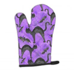 Caroline's Treasures, Halloween, Watecolor Halloween Black Cats on Purple Oven Mitt, 8.5 x 12, Cats