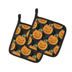 Caroline's Treasures, Halloween, Watecolor Halloween Jack-O-Lantern Pair of Pot Holders, 7.5 x 7.5, Seasonal
