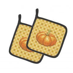 Caroline's Treasures Pumpkin on Basketweave Pair of Pot Holders, 7.5 x 7.5, Food