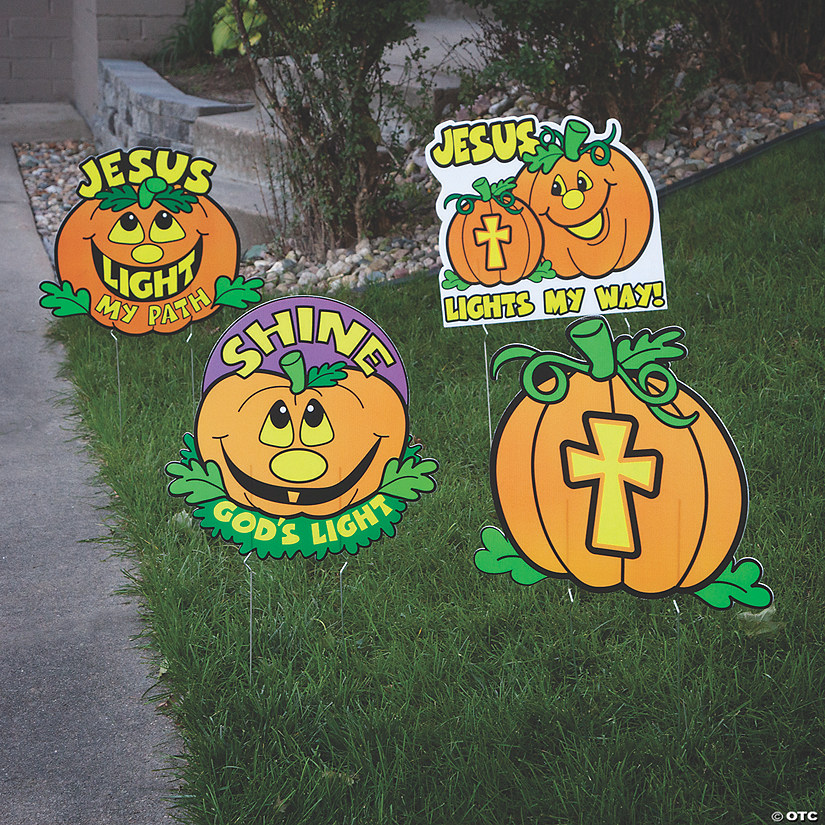 Christian Pumpkin Yard Signs - 4 Pc. 3 Christian Pumpkin Yard Signs - 4 Pc.
