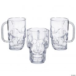 Clear Skull Plastic Mugs - 12 Ct.