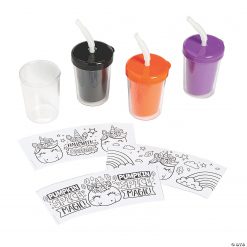 Color Your Own Halloween Unicorn Pumpkin Cups with Lids & Straws - 12 Ct. -Halloween Costumes Halloween Party Supplies🎃 Sales color your own halloween unicorn pumpkin cups with lids and straws 12 ct 13851839 a02