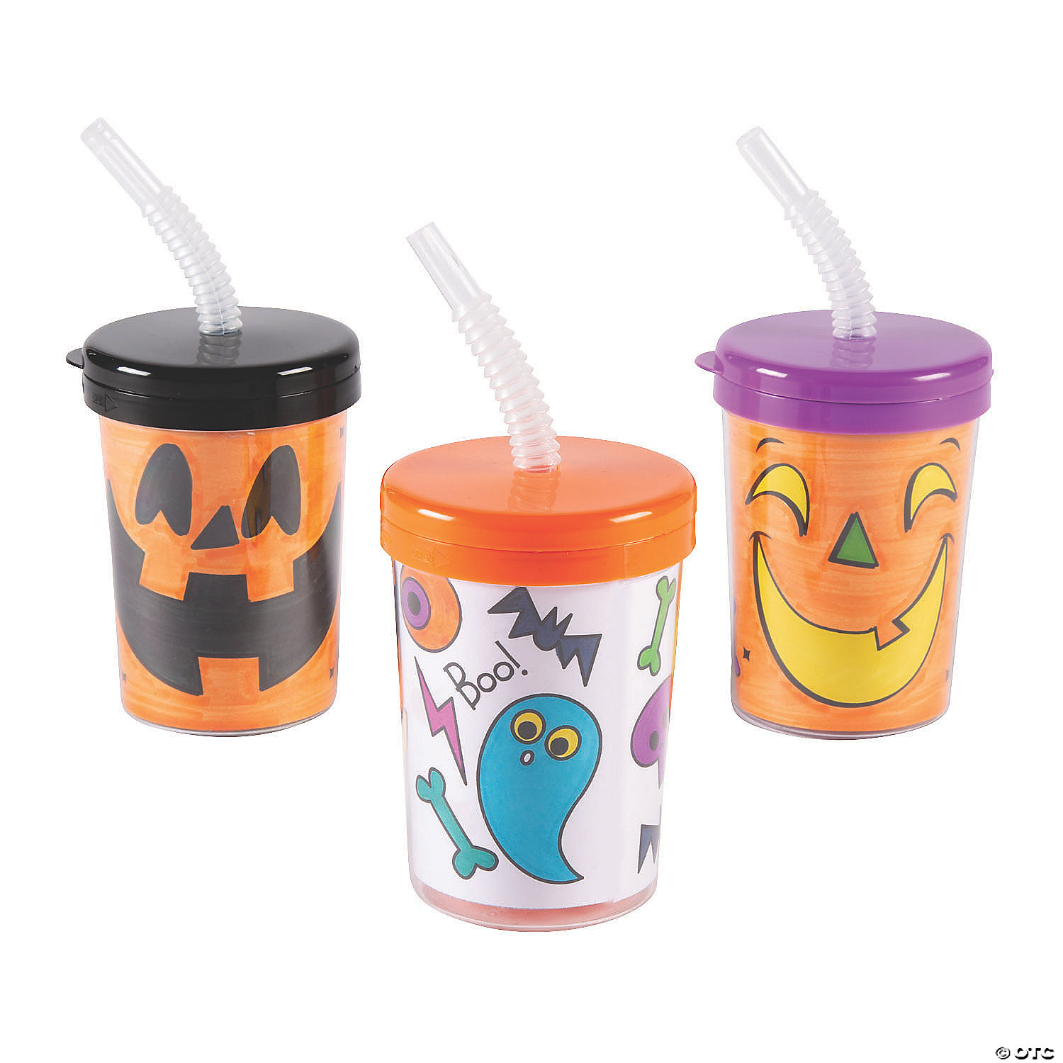 Color Your Own Jack-O’-Lantern Cups with Lids & Straws 4 Color Your Own Jack-O’-Lantern Cups with Lids & Straws - Image 2