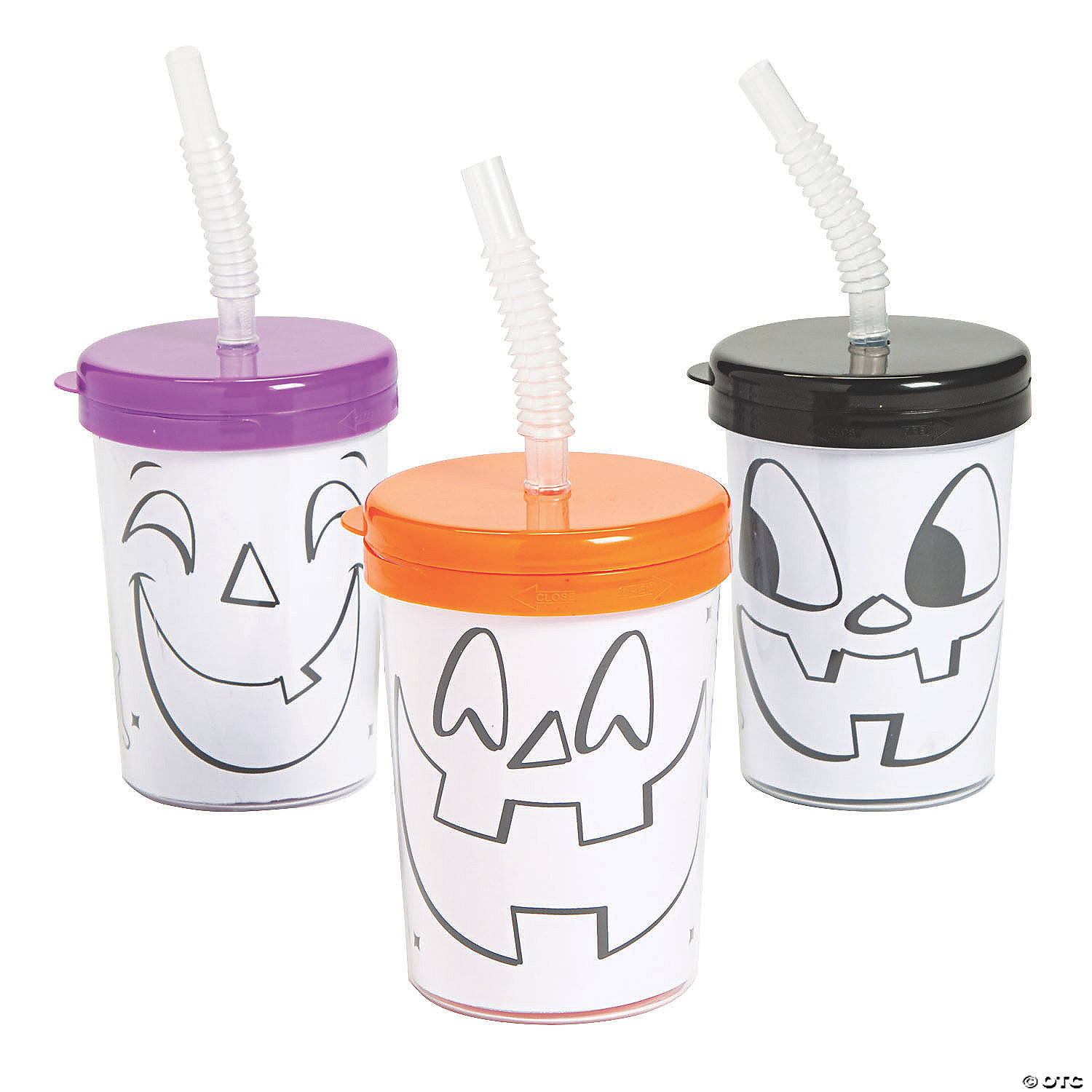 Color Your Own Jack-O’-Lantern Cups with Lids & Straws 3 Color Your Own Jack-O’-Lantern Cups with Lids & Straws