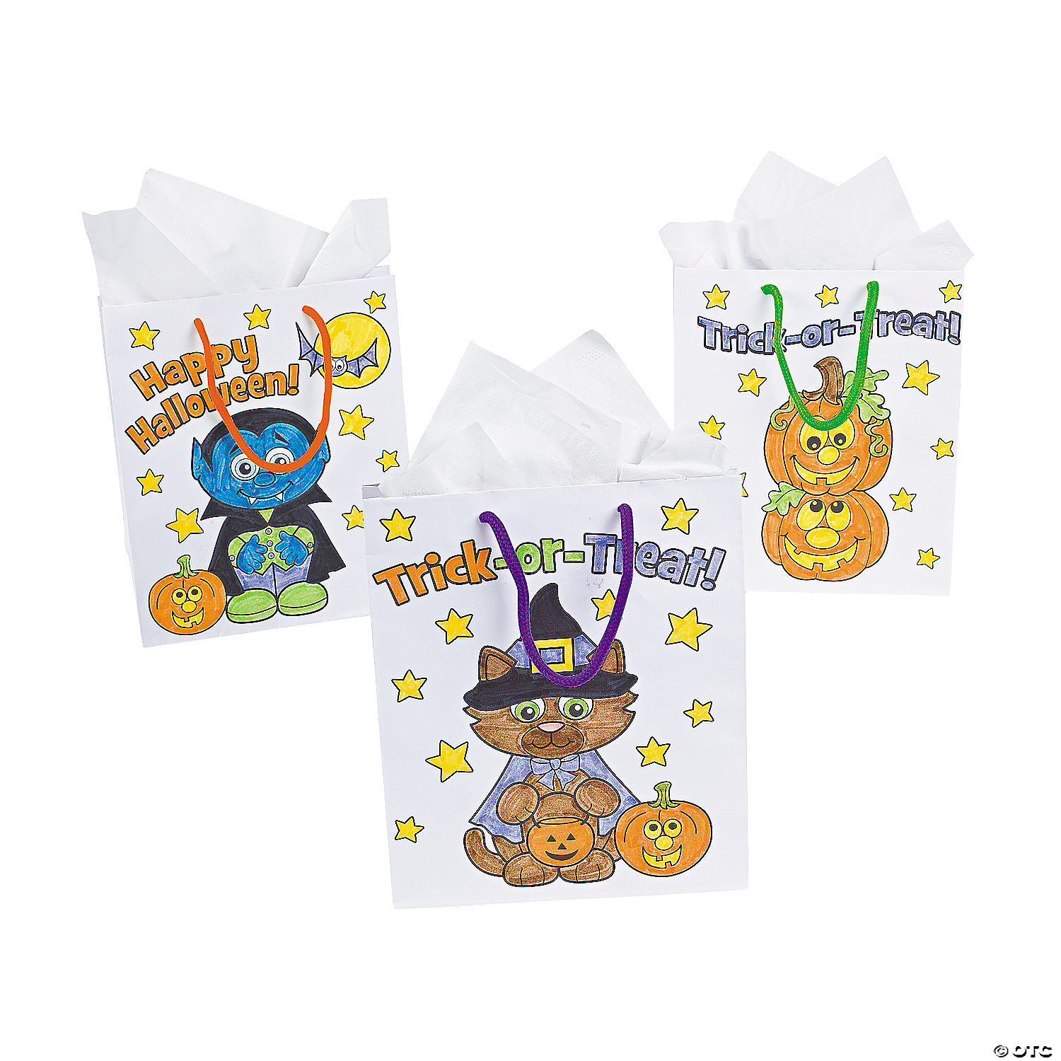 Color Your Own Medium Halloween Gift Bags - 12 Pc. 3 Color Your Own Medium Halloween Gift Bags - 12 Pc.