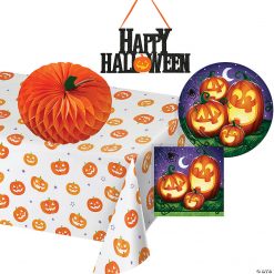 Creative Converting Smiling Pumpkins Halloween Party Supplies and Decorations Kit. 27 ct