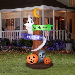 Gemmy Airblown–Ghost Wrapped Around Sign Post Scene 8 ft Tall Purple -Halloween Costumes Halloween Party Supplies🎃 Sales gemmy airblown ghost wrapped around sign post scene 8 ft tall purple14240470 a01NOWA