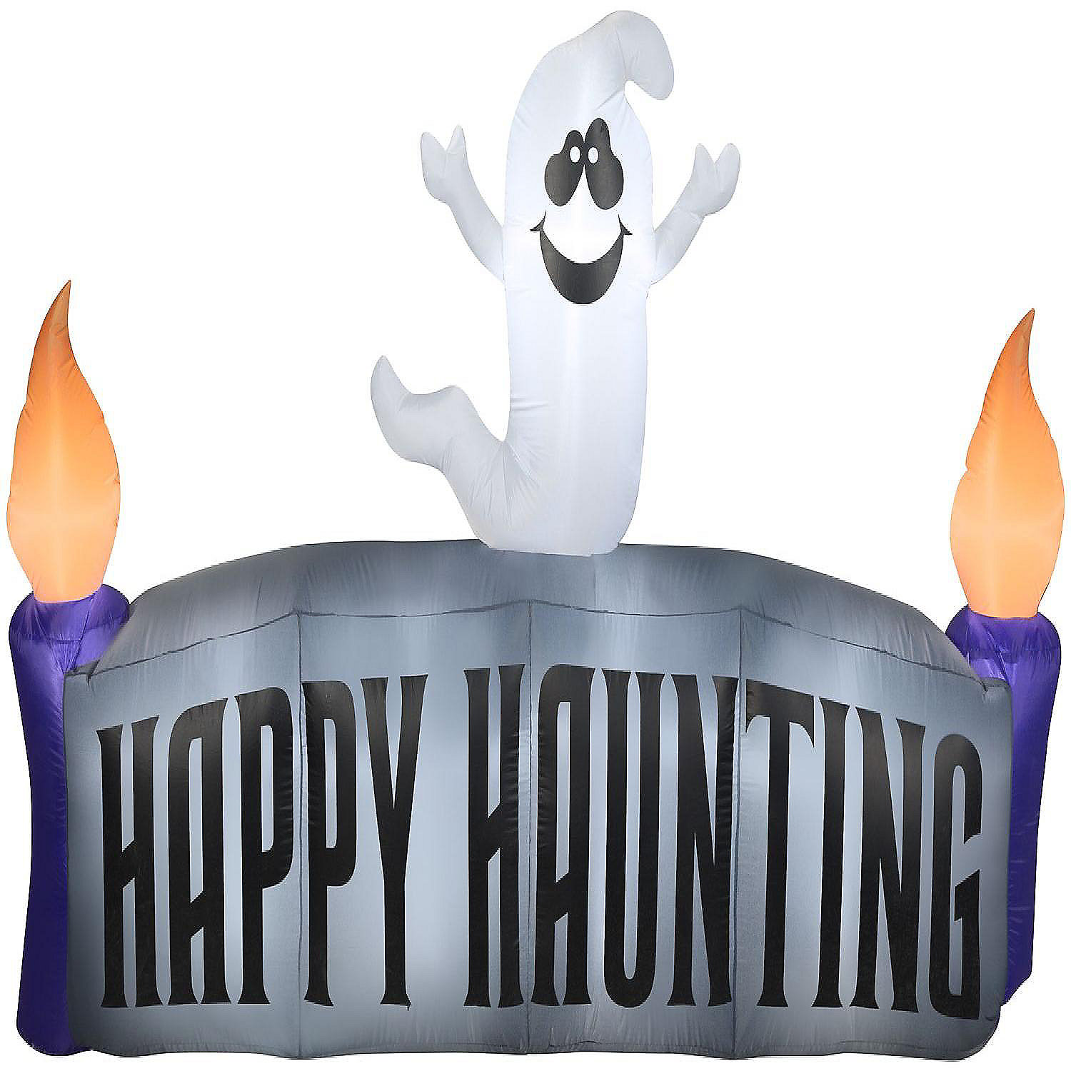 Gemmy Christmas Airblown Inflatable Ghost with Happy Haunting Sign Scene 5 ft Tall grey 3 Gemmy Christmas Airblown Inflatable Ghost with Happy Haunting Sign Scene 5 ft Tall grey