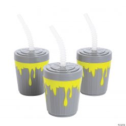 Gross Slime Plastic Cups with Lids & Straws