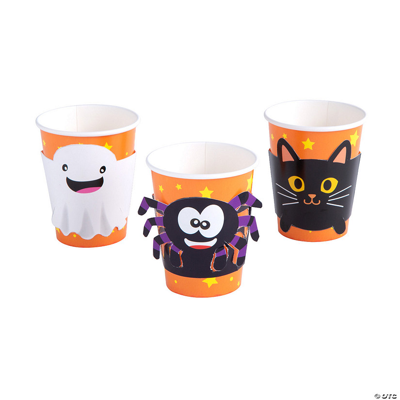 Halloween Character Paper Cups with Sleeves - 8 Ct. 3 Halloween Character Paper Cups with Sleeves - 8 Ct.
