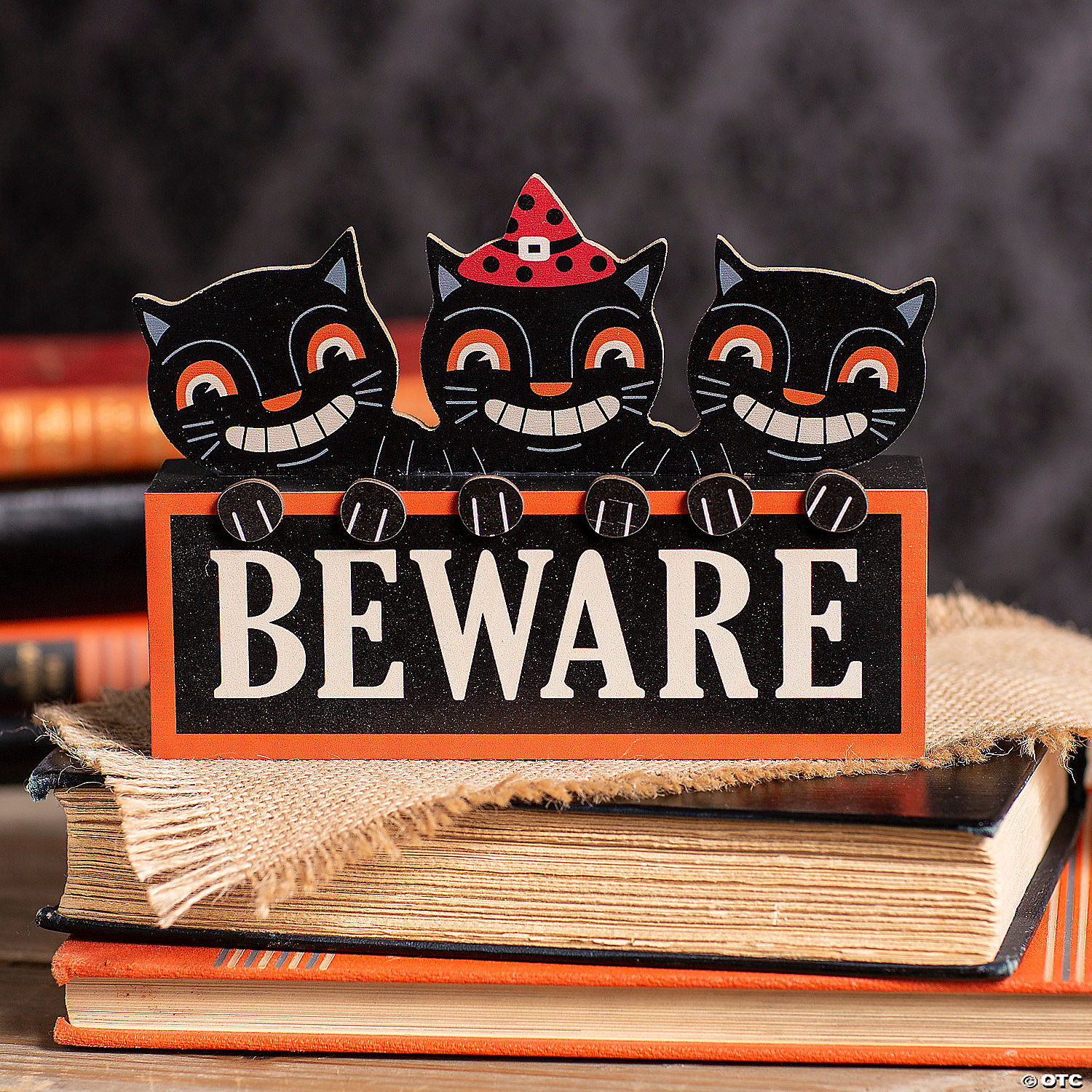 Halloween Vintage Black Cat Tabletop Sign 3 Halloween Vintage Black Cat Tabletop Sign
