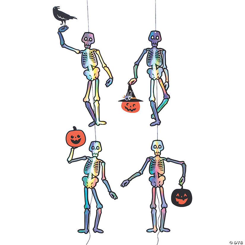 Holographic Skeleton Hanging Halloween Decorations - 10 Pc. 3 Holographic Skeleton Hanging Halloween Decorations - 10 Pc.