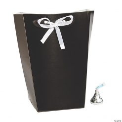 Large Black Favor Boxes with Ribbon - 24 Pc.