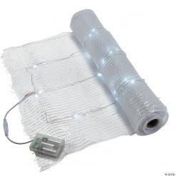 Light-Up White Mesh Metallic Roll Party Lights