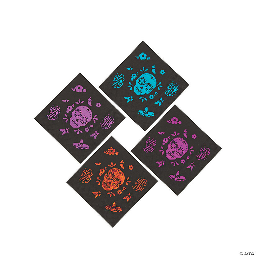 Metallic Day of the Dead Beverage Napkins 3 Metallic Day of the Dead Beverage Napkins