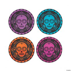 Metallic Day of the Dead Paper Dessert Plates - 8 Ct.