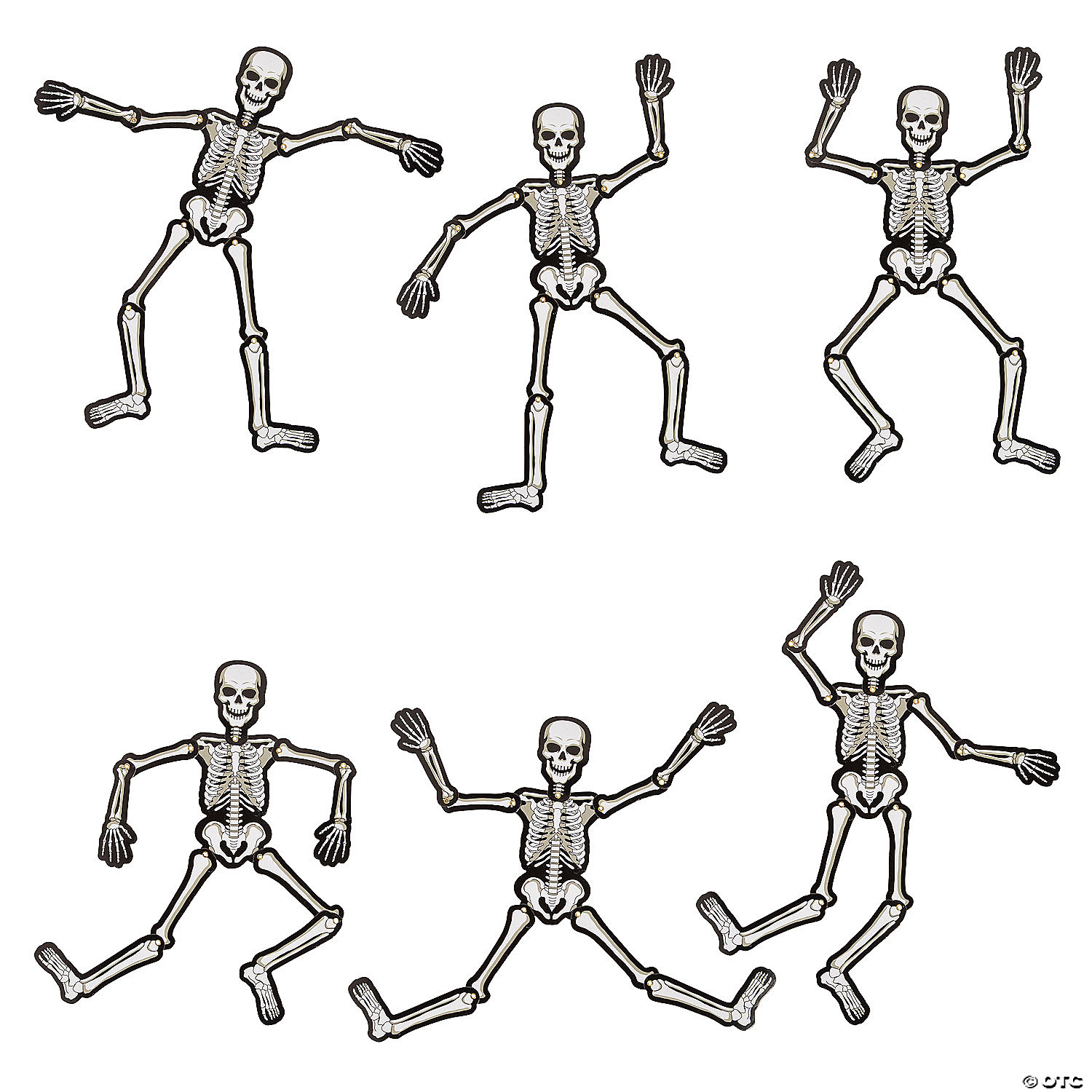 Mini Jointed Skeleton Cutouts – 6 Pc. 3 Mini Jointed Skeleton Cutouts – 6 Pc.