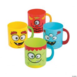 Mini Monster Plastic Mugs - 12 Ct.