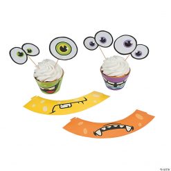 Monster Cupcake Wrappers With Picks - 100 Pc.