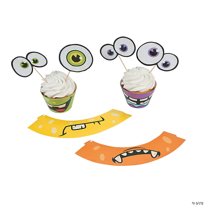 Monster Cupcake Wrappers With Picks - 100 Pc. 3 Monster Cupcake Wrappers With Picks - 100 Pc.